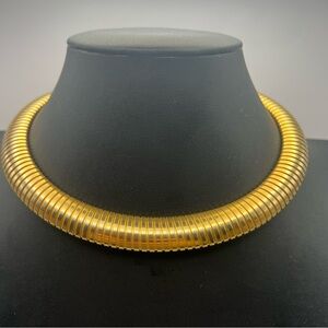 Classic Vintage Gold Tone Omega Choker Necklace Collar w/ Adjustable Clasp
